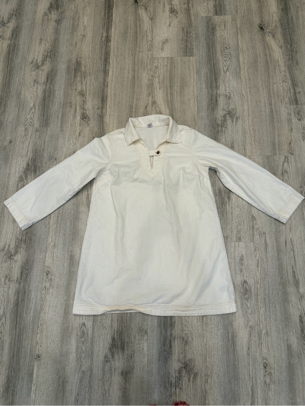 Old Navy Vintage Cream Tunic Top Size Large Long Sleeve Y2K